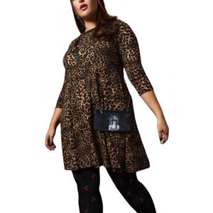 Torrid x Betsey Johnson Leopard Ponte Skater Dress With Back Cutout Size 4X